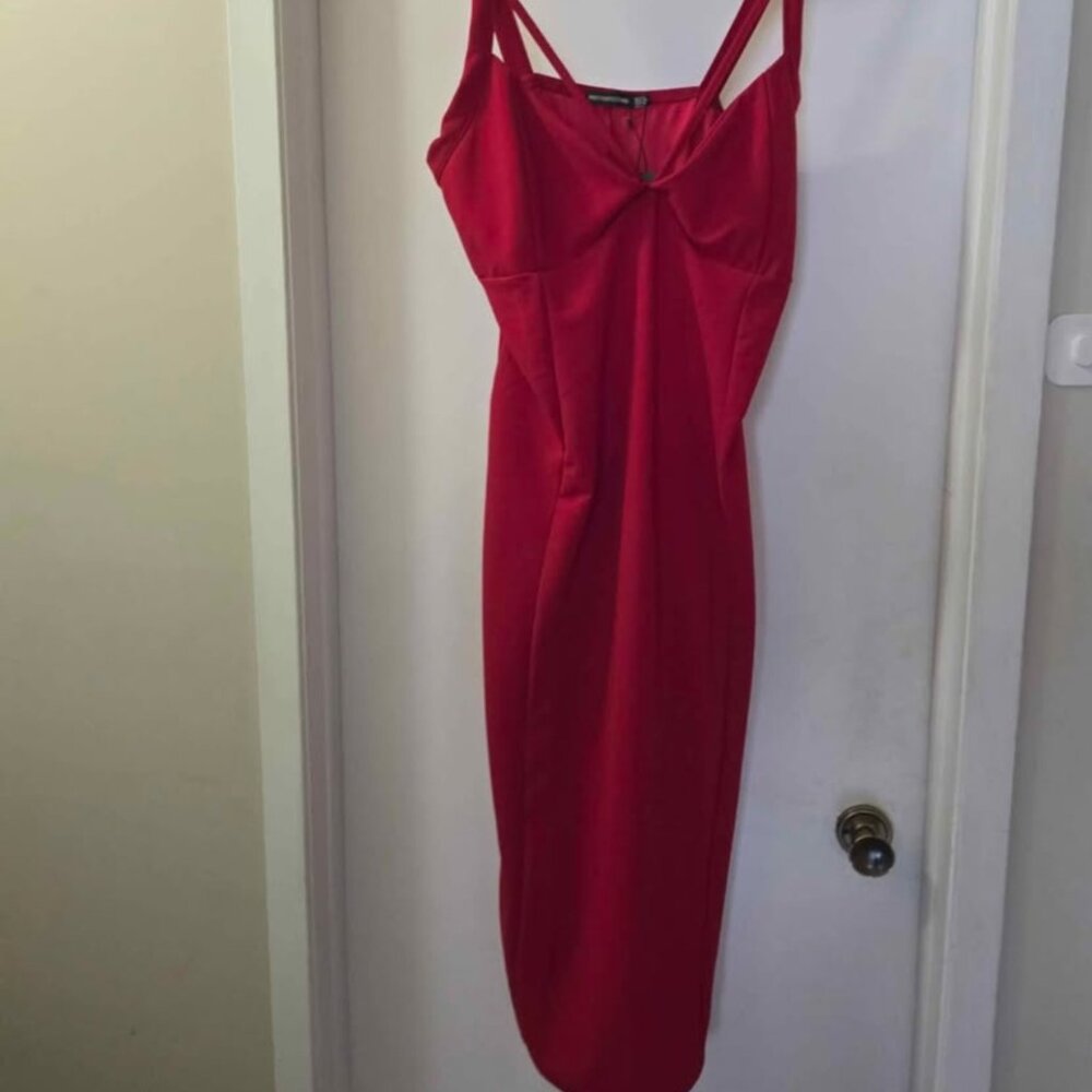 Red Strappy Midi Dress